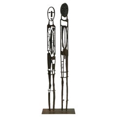 Late 20th Century Vintage Boho Original Torch Cut Steel Figurative Sculpture
