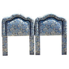 Late 20th Century Used Boho Paisley Upholstered Twin Headboards - a Pair