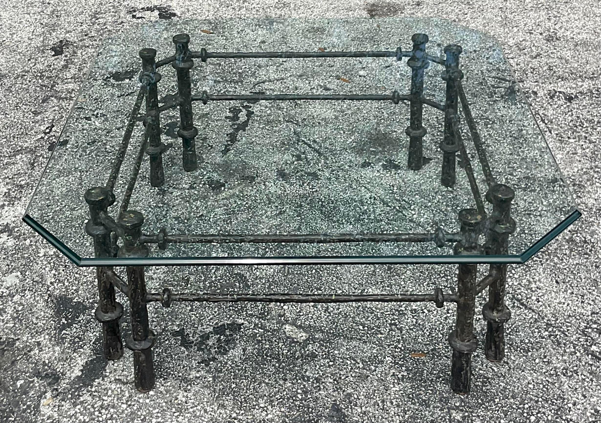 American Late 20th Century Vintage Boho Patinated Aluminum Coffee Table