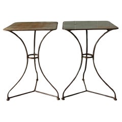 Late 20th Century Retro Boho Patinated Metal Side Tables - a Pair