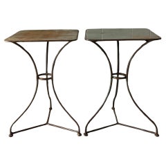 Late 20th Century Vintage Boho Patinated Metal Side Tables - a Pair