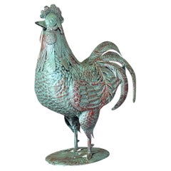 Late 20th Century Vintage Boho Patinated Tin Rooster