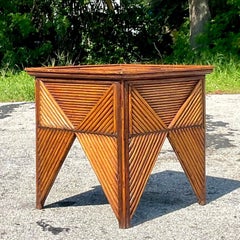Late 20th Century Vintage Boho Pencil Reed Side Table