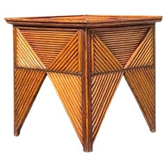 Late 20th Century Vintage Boho Pencil Reed Side Table