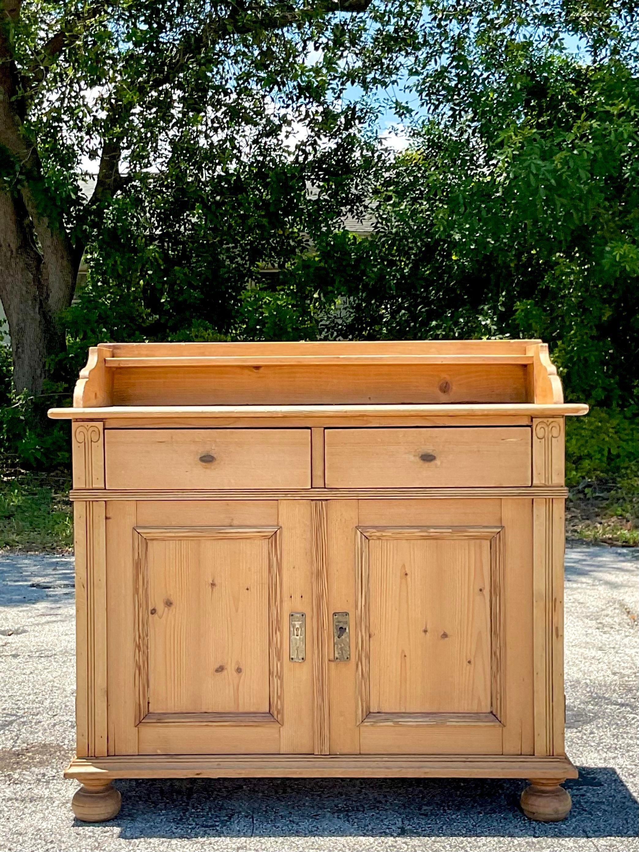 Late 20th Century Vintage Boho Pine Cabinet In Good Condition In west palm beach, FL