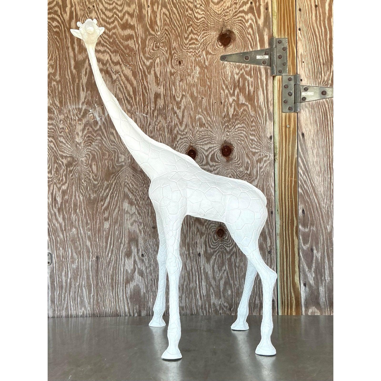 Hollywood Regency Girafe en plâtre Boho de la fin du 20e siècle en vente
