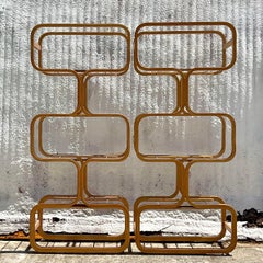 Late 20th Century Vintage Boho Plycraft Molded Plywood Etagere - a Pair