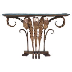 Late 20th Century Vintage Boho Punch Cut Frond Console Table