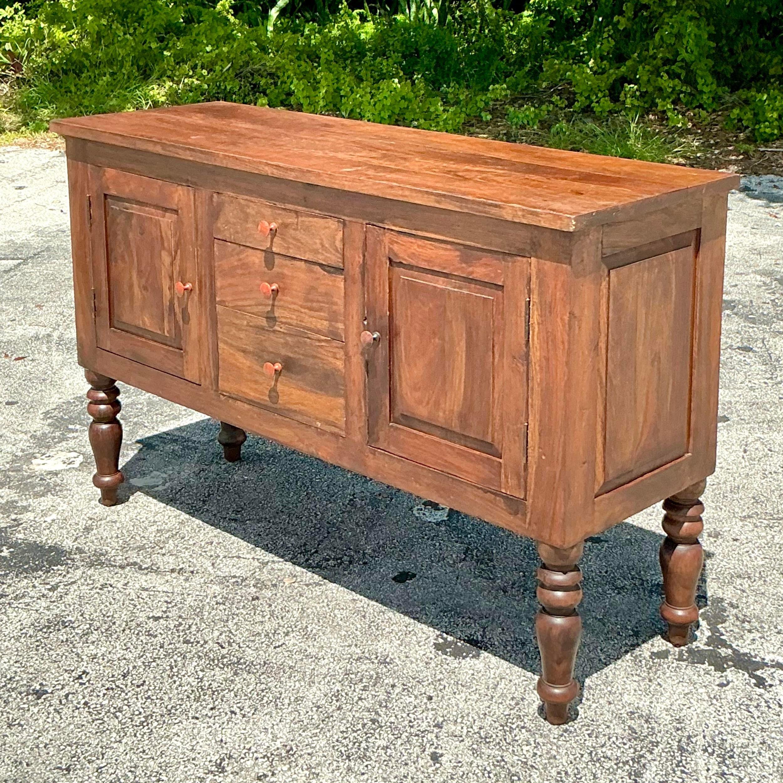 Credenza rústica boho vintage de finales del siglo XX 1