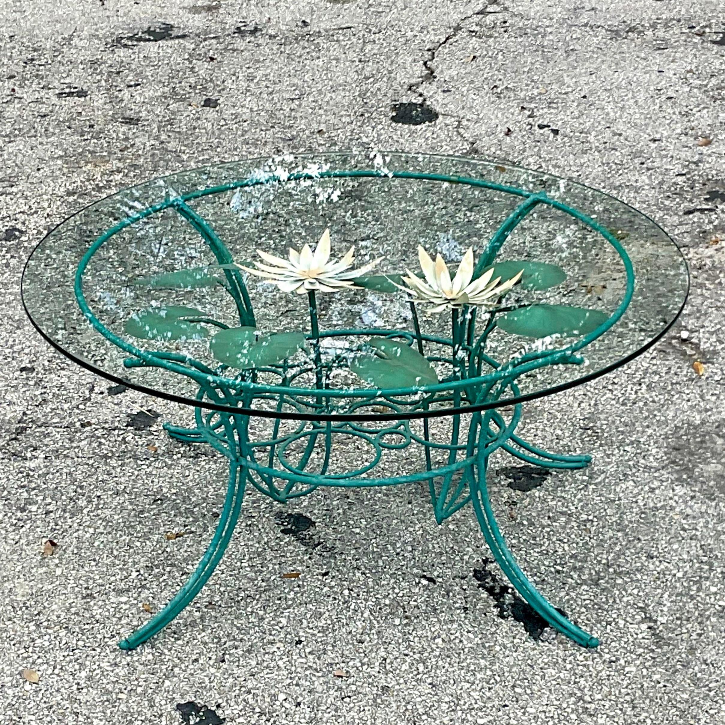 Late 20th Century Vintage Boho Signed Curtis Jere Lily Pad Coffee Table For Sale 2