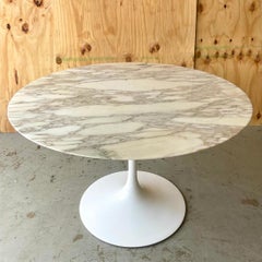 Late 20th Century Vintage Boho Signed Saarinen for Knoll Satin Marble Dining Tab