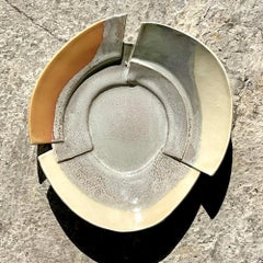 Late 20th Century Vintage Boho Slab Built Studio Pottery Plate