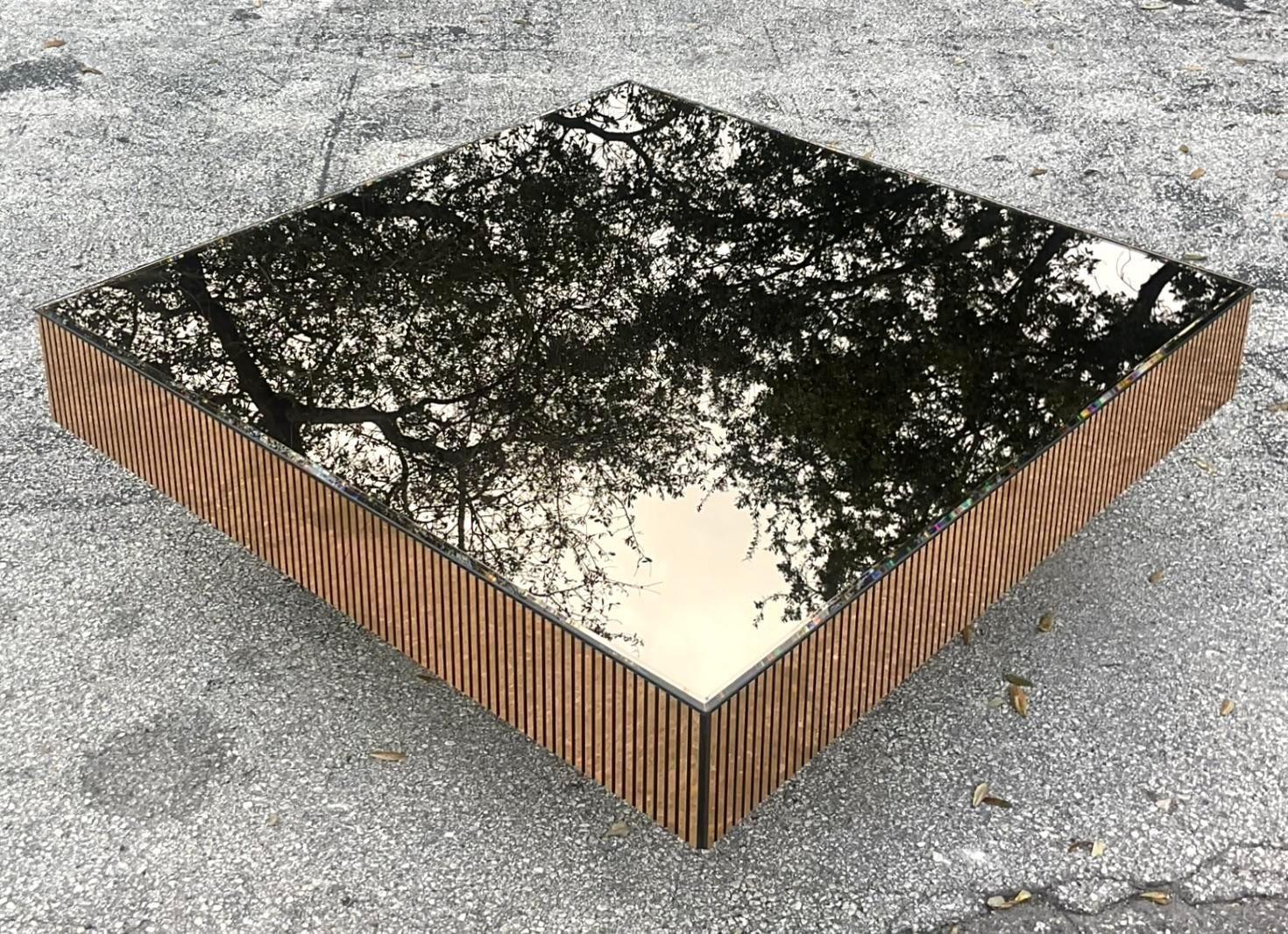 Late 20th Century Vintage Boho Smoked Glass Coffee Table After Ello 3