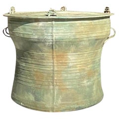 Late 20th Century Used Boho Southeast Asian Bronze Rain Drum Table