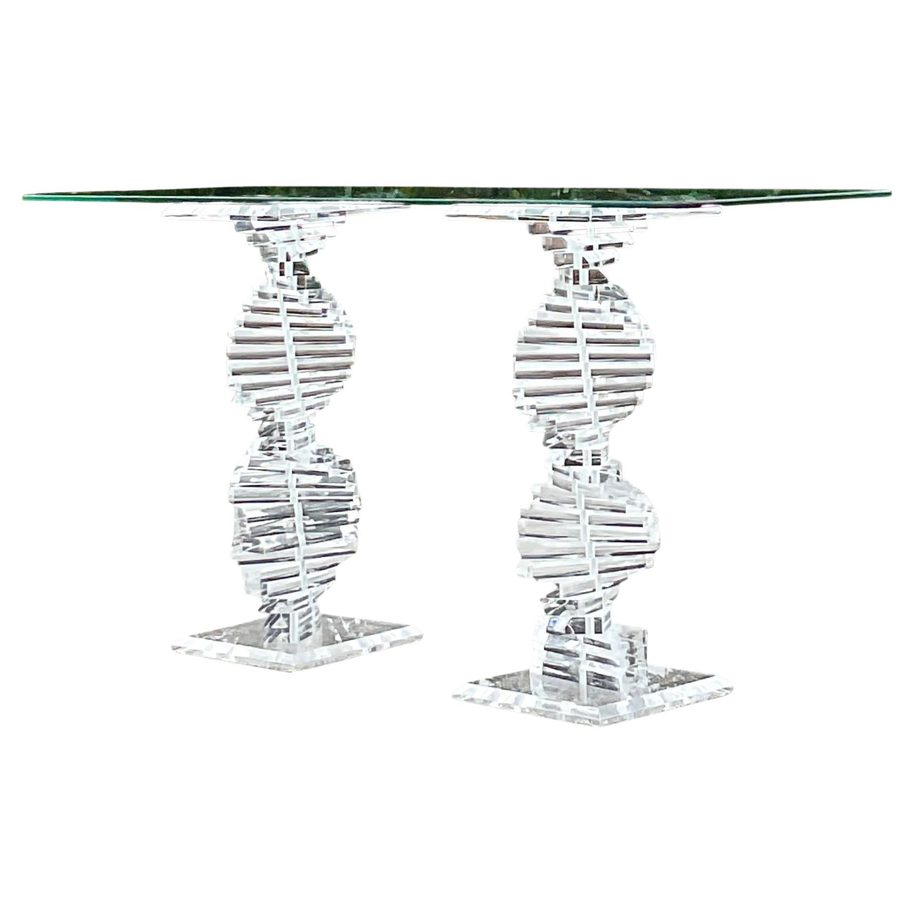 Late 20th Century Vintage Boho Stacked Lucite Console Table