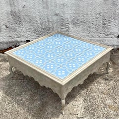 Late 20th Century Vintage Boho Swedish Hand Painted Coffee Table