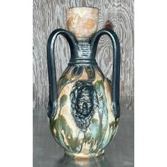 Late 20th Century Vintage Boho Sylvain Subblet Signed Studio Pottery Vase