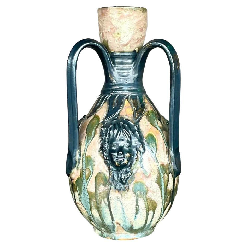 Vaso in studio Pottery firmato Sylvain Subblet, fine XX secolo, vintage, Boho.