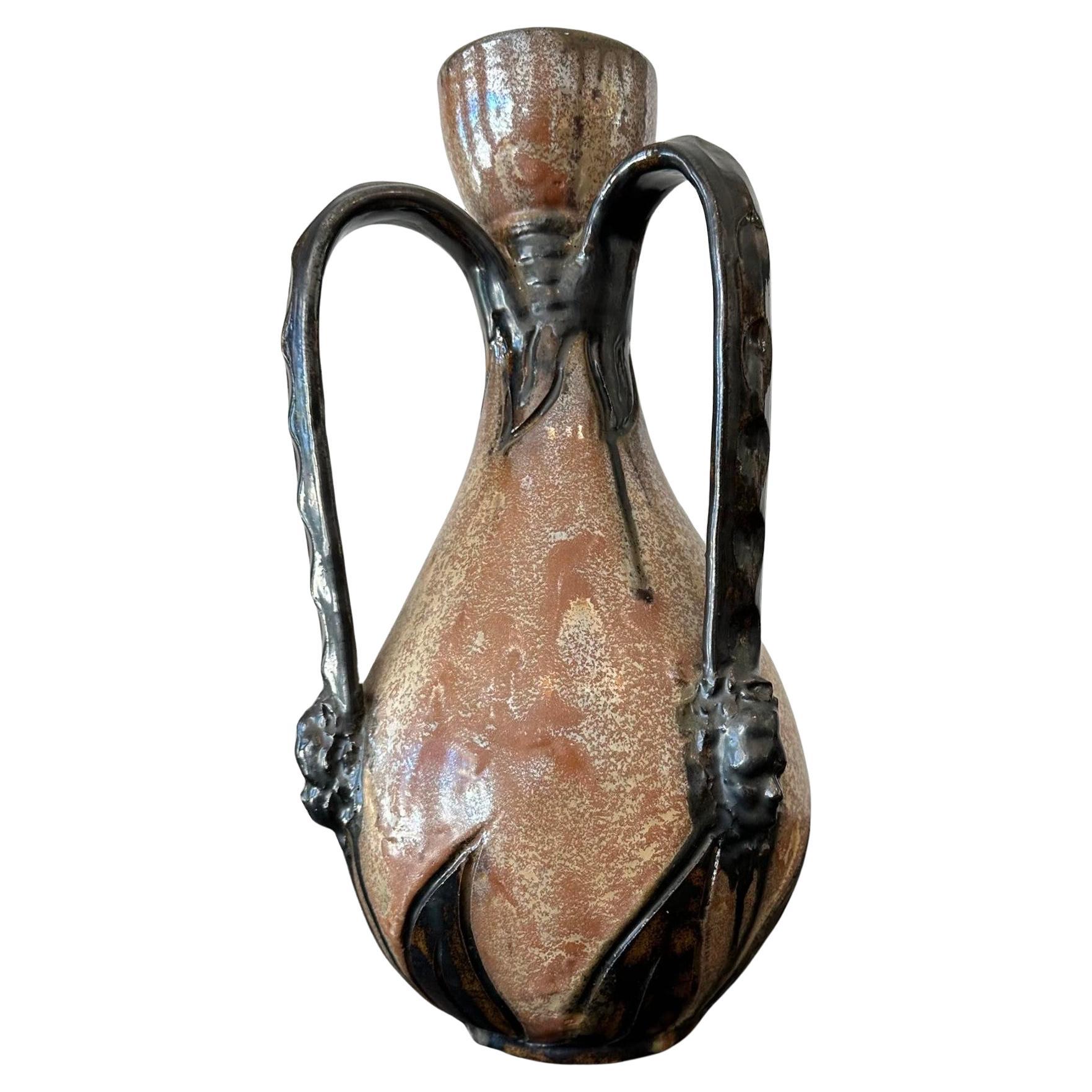 Vaso in studio Pottery firmato Sylvain Subblet, fine XX secolo, vintage, Boho.