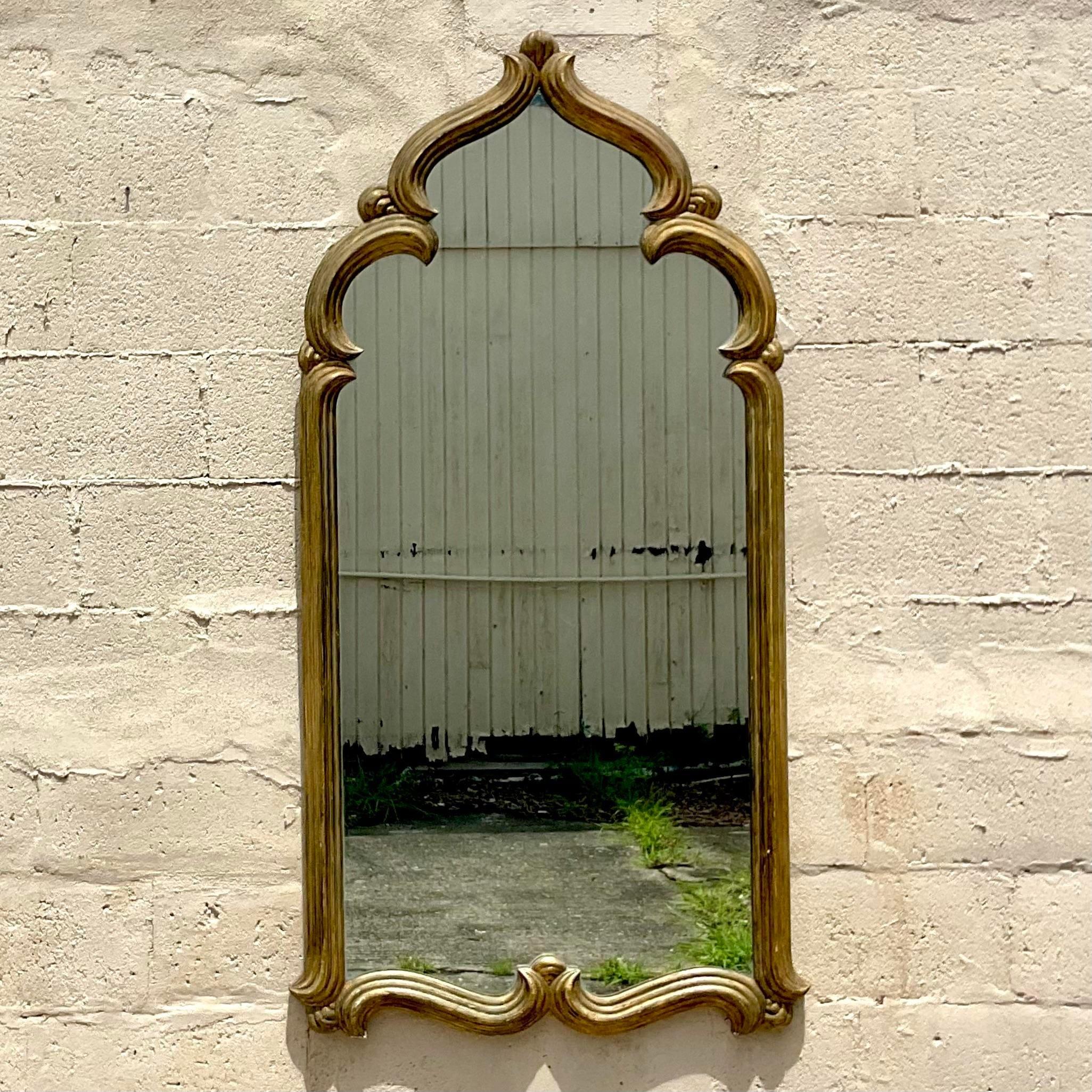 American Late 20th Century Vintage Boho Temple Gilt Mirror For Sale