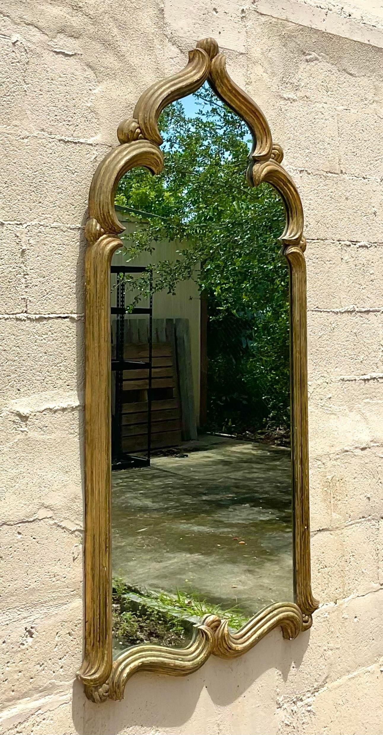 Late 20th Century Vintage Boho Temple Gilt Mirror For Sale 2