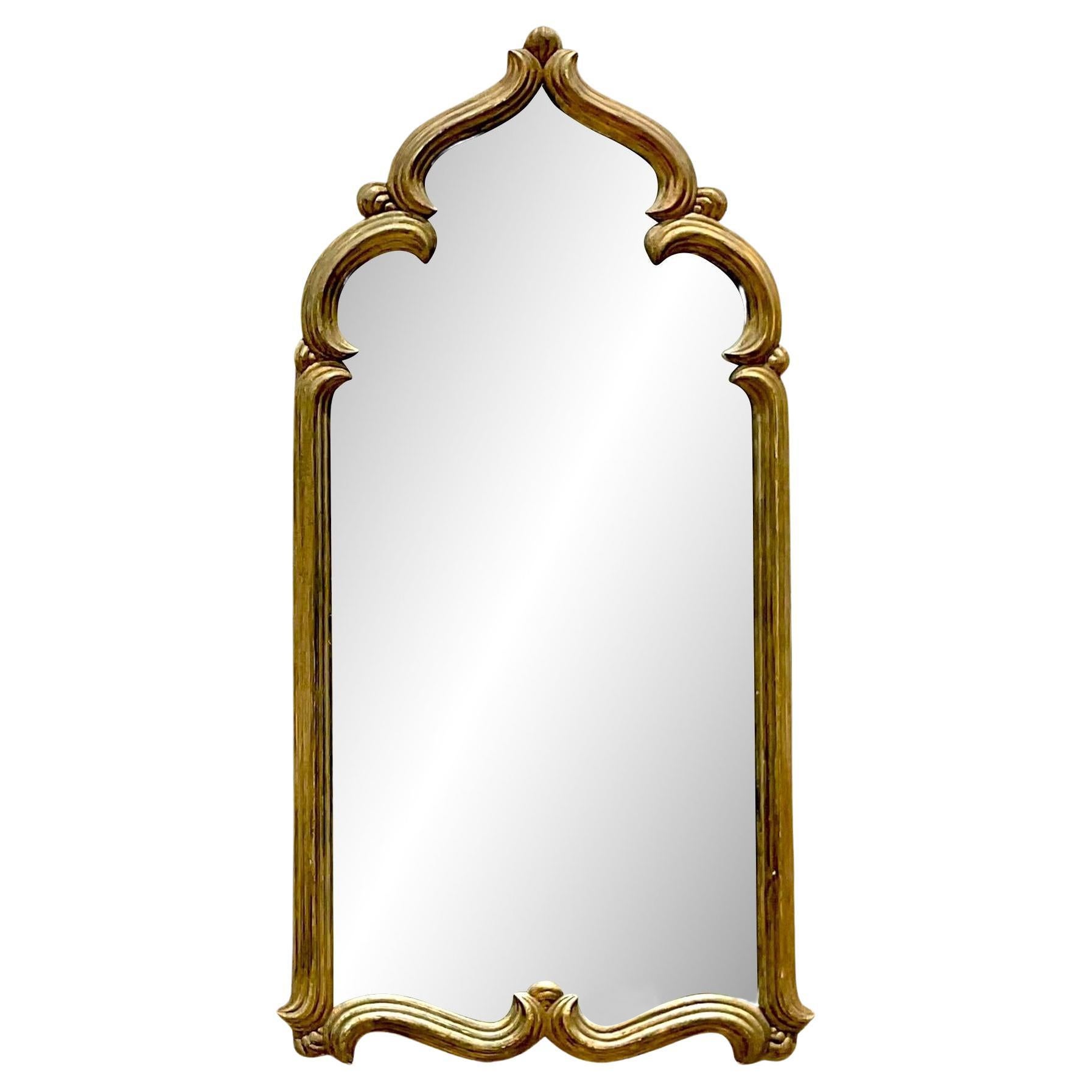 Fin du 20ème siècle Vintage Temple Boho Miroir doré