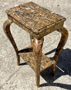 Fin du 20ème siècle Vintage Boho Tessellated Stone Telephone Table