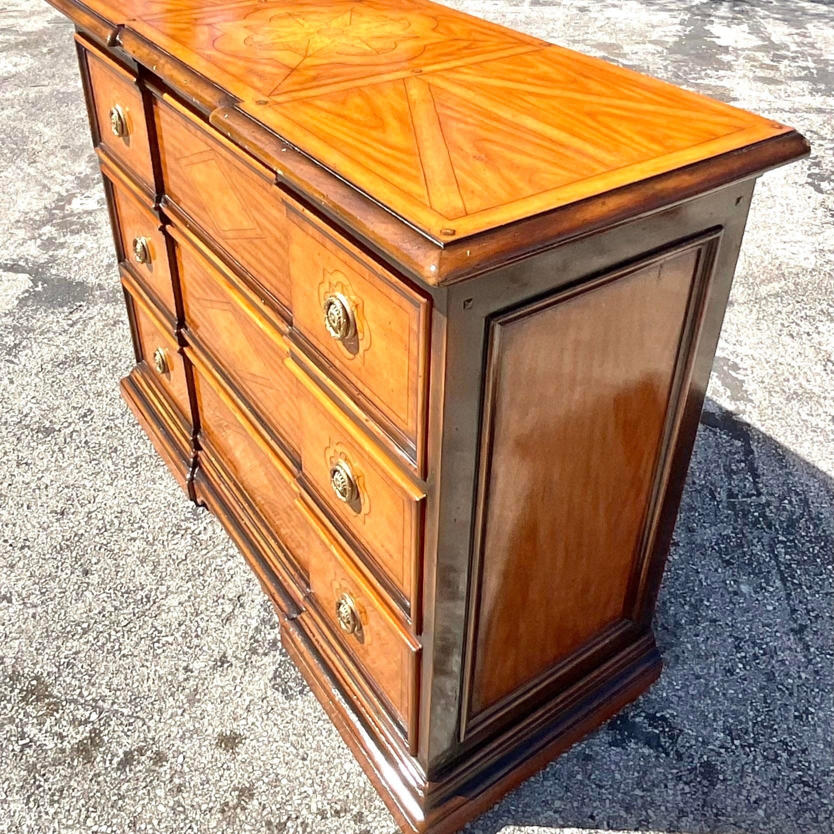 Late 20th Century Vintage Boho Theodore Alexander “Madrid” Chest of Drawers For Sale 1