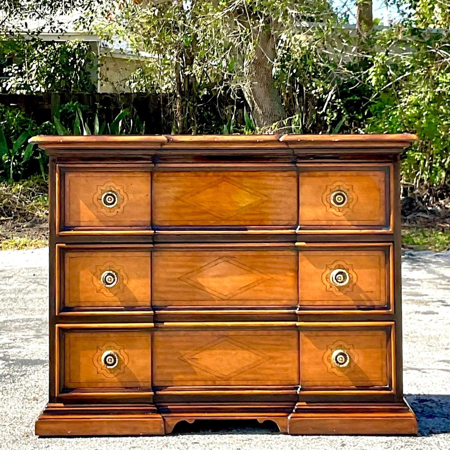 Late 20th Century Vintage Boho Theodore Alexander “Madrid” Chest of Drawers For Sale 4