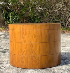 Late 20th Century Vintage Boho Three Band Wood Drum Table
