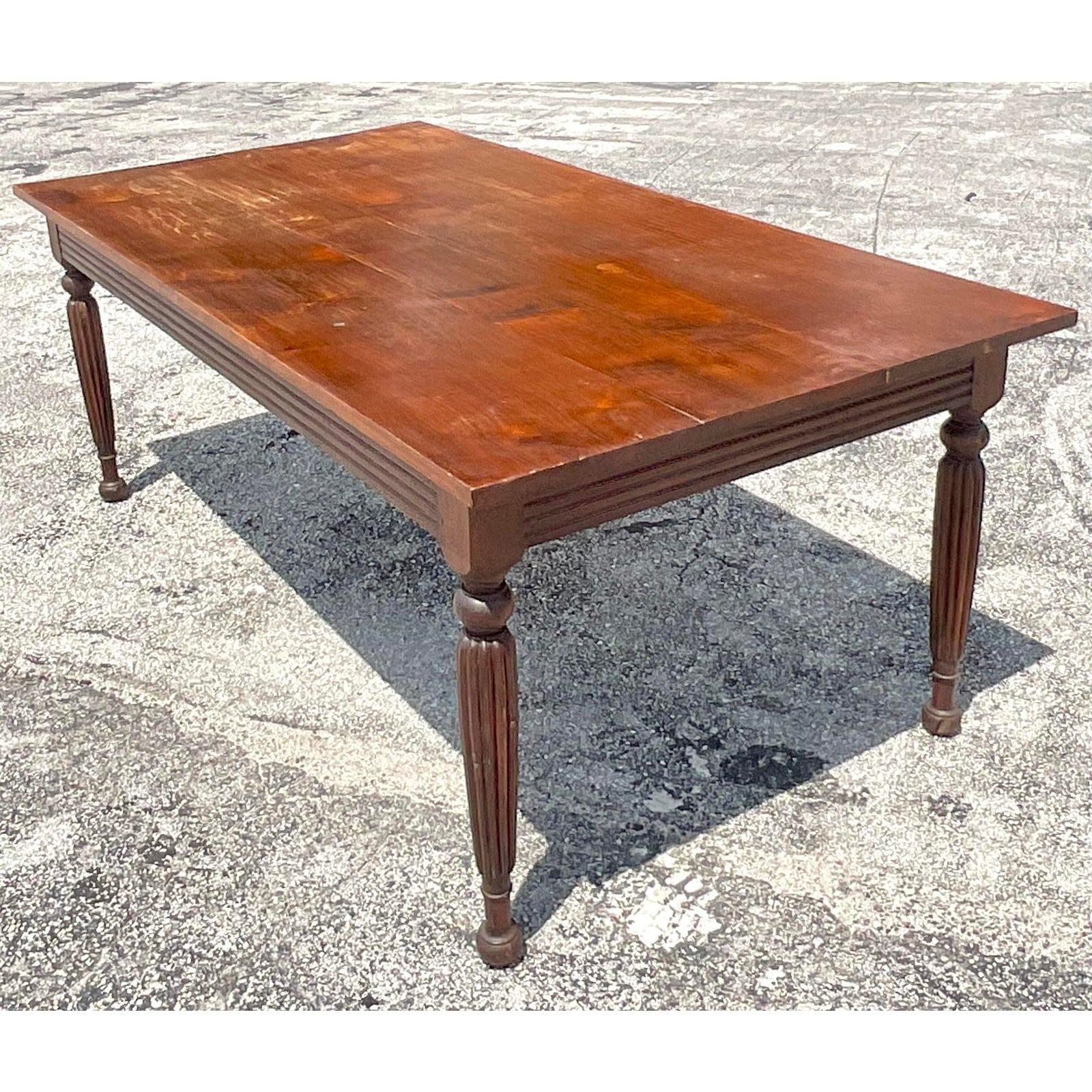 North American Late 20th Century Vintage Boho Walnut Farm Table For Sale