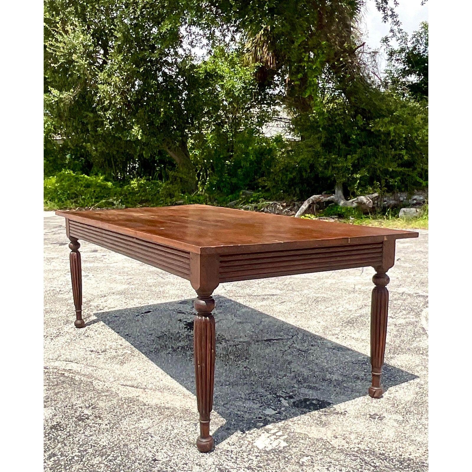 Late 20th Century Vintage Boho Walnut Farm Table For Sale 3