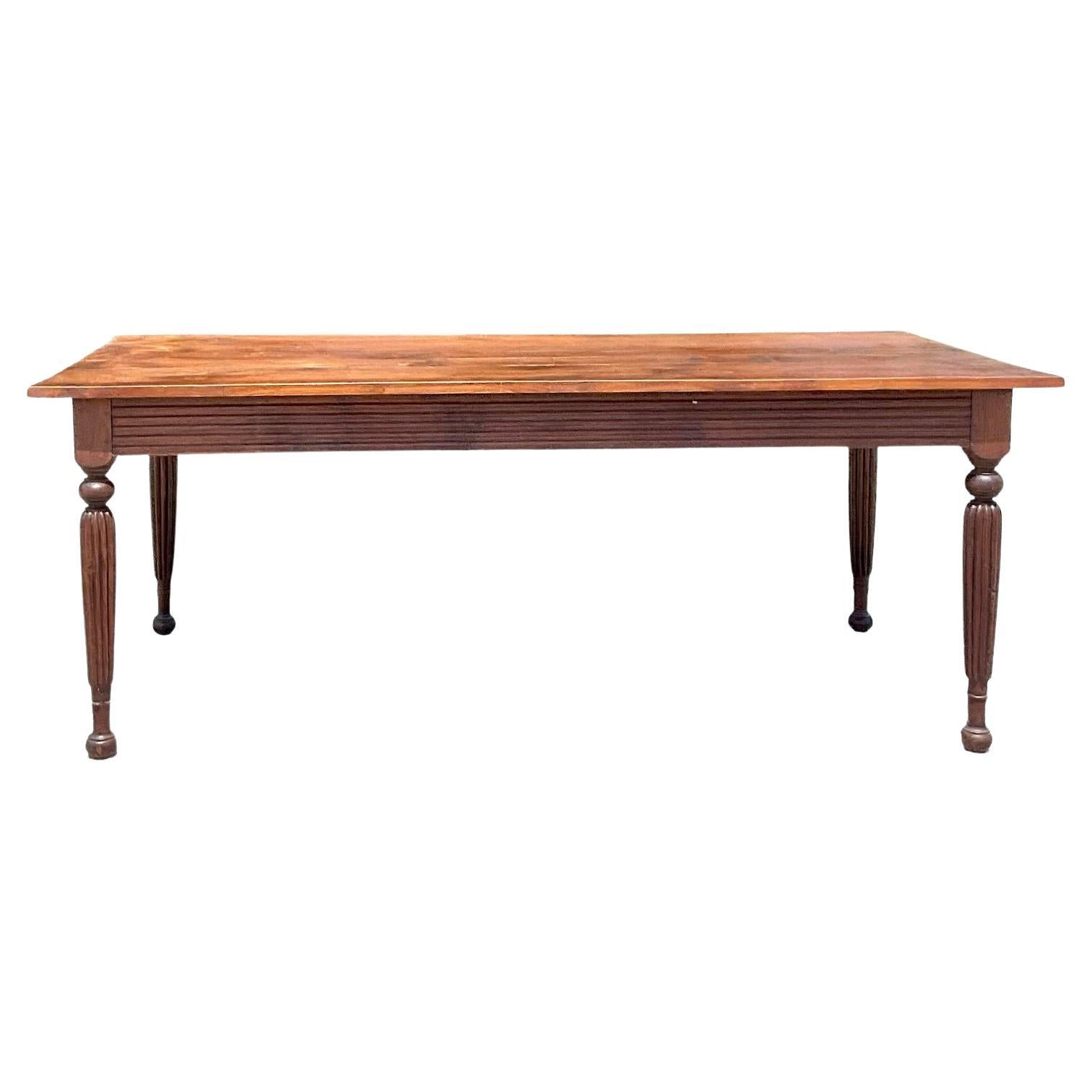 Late 20th Century Vintage Boho Walnut Farm Table For Sale