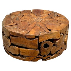 Late 20th Century Vintage Boho Wood Collage Coffee Table