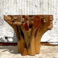 Late 20th Century Vintage Boho Wood Root Table Pedestal