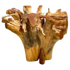 Ende des 20. Jahrhunderts Vintage Boho Wood Roots Tisch Pedestal