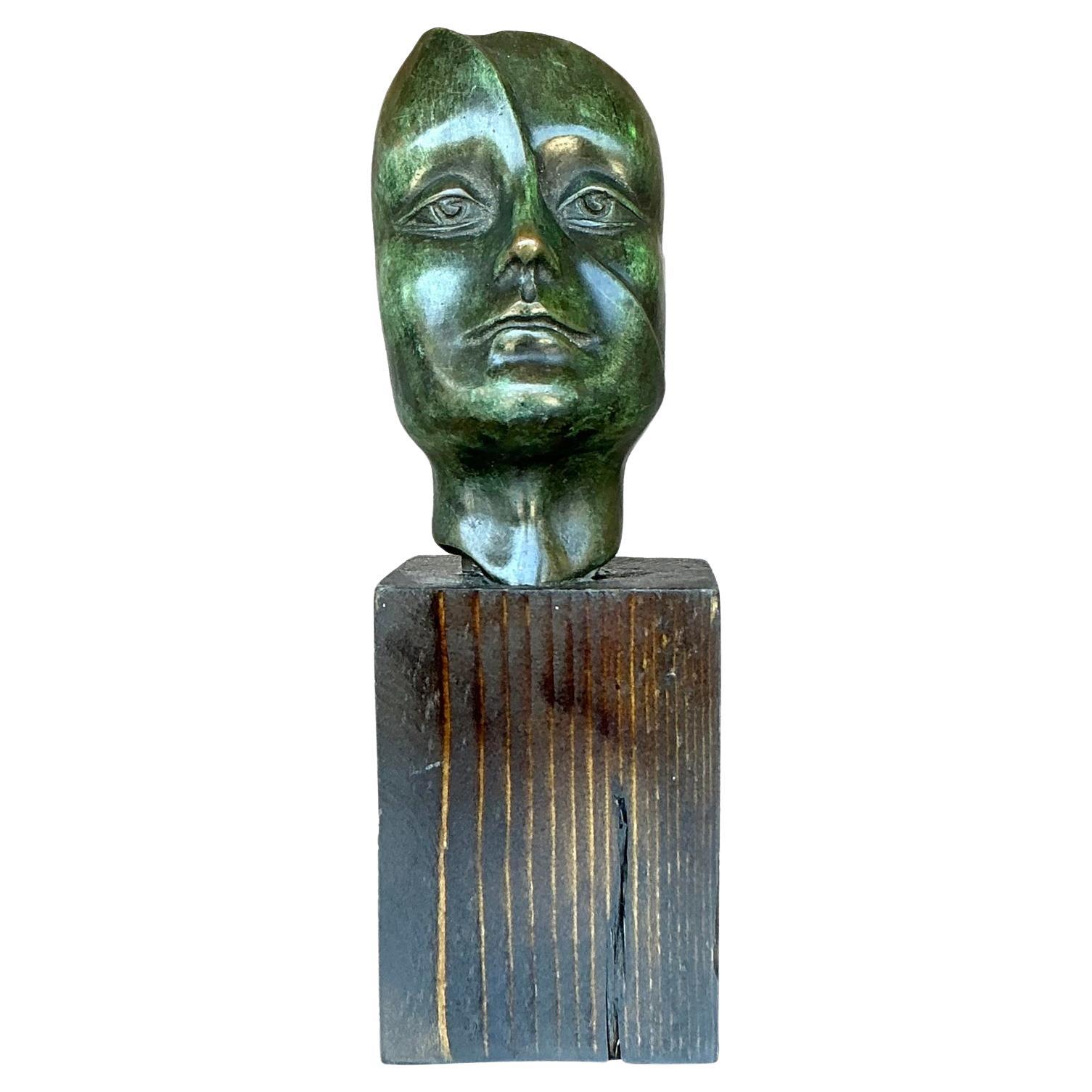 Escultura Abstracta de Mujer de Bronce Vintage de Finales del Siglo XX
