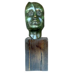 Escultura Abstracta de Mujer de Bronce Vintage de Finales del Siglo XX