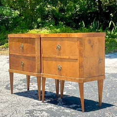Late 20th Century Vintage Burl Wood Nightstands - a Pair