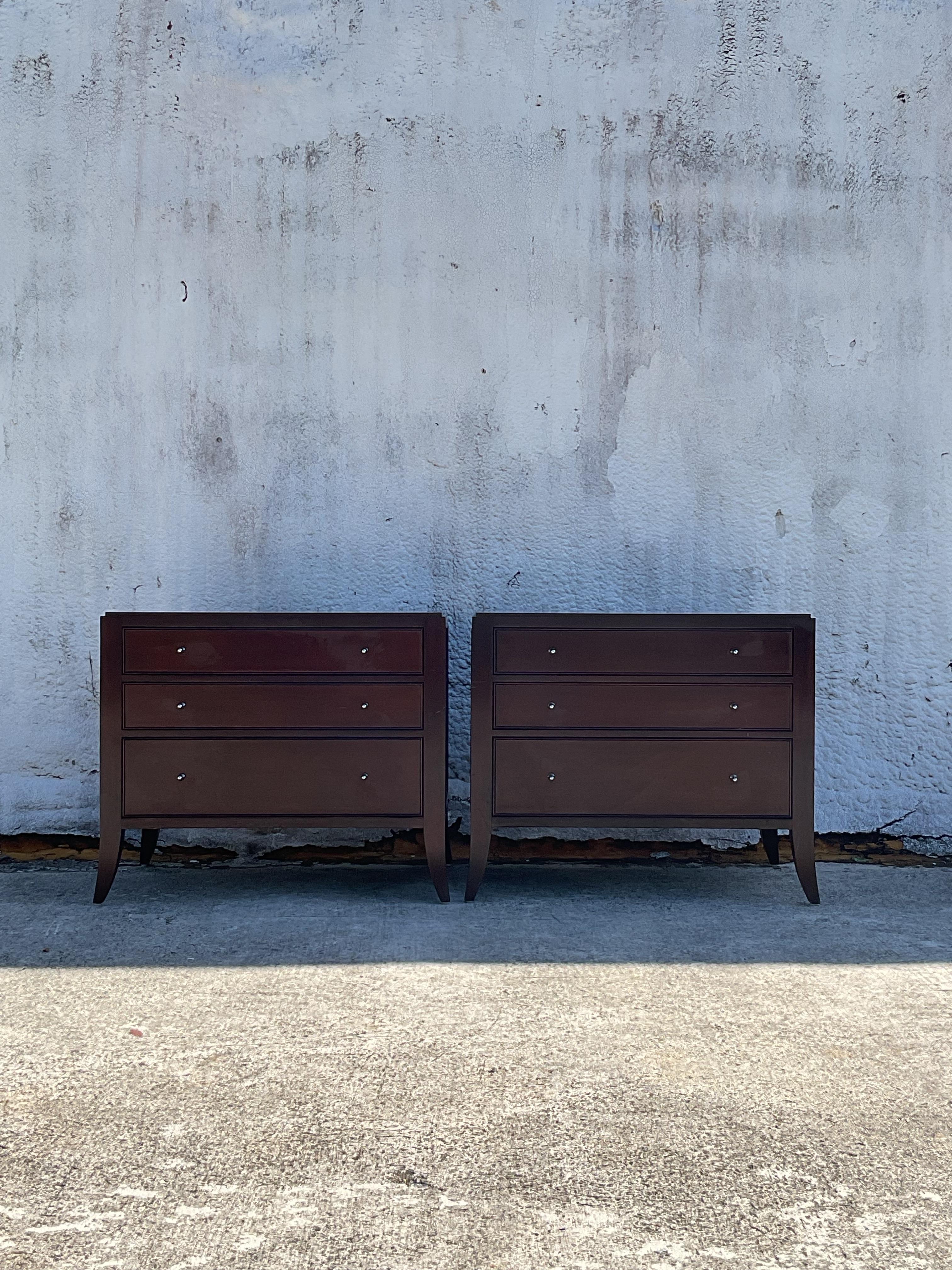 Late 20th Century Vintage Cherry Wood Baker Nightstands - a Pair 4