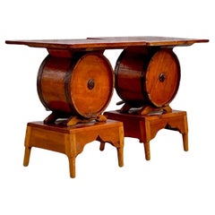 Late 20th Century Vintage Churn Barrel Side Tables - a Pair