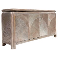 Late 20th Century Used Coastal Arched Pencil Reed Credenza