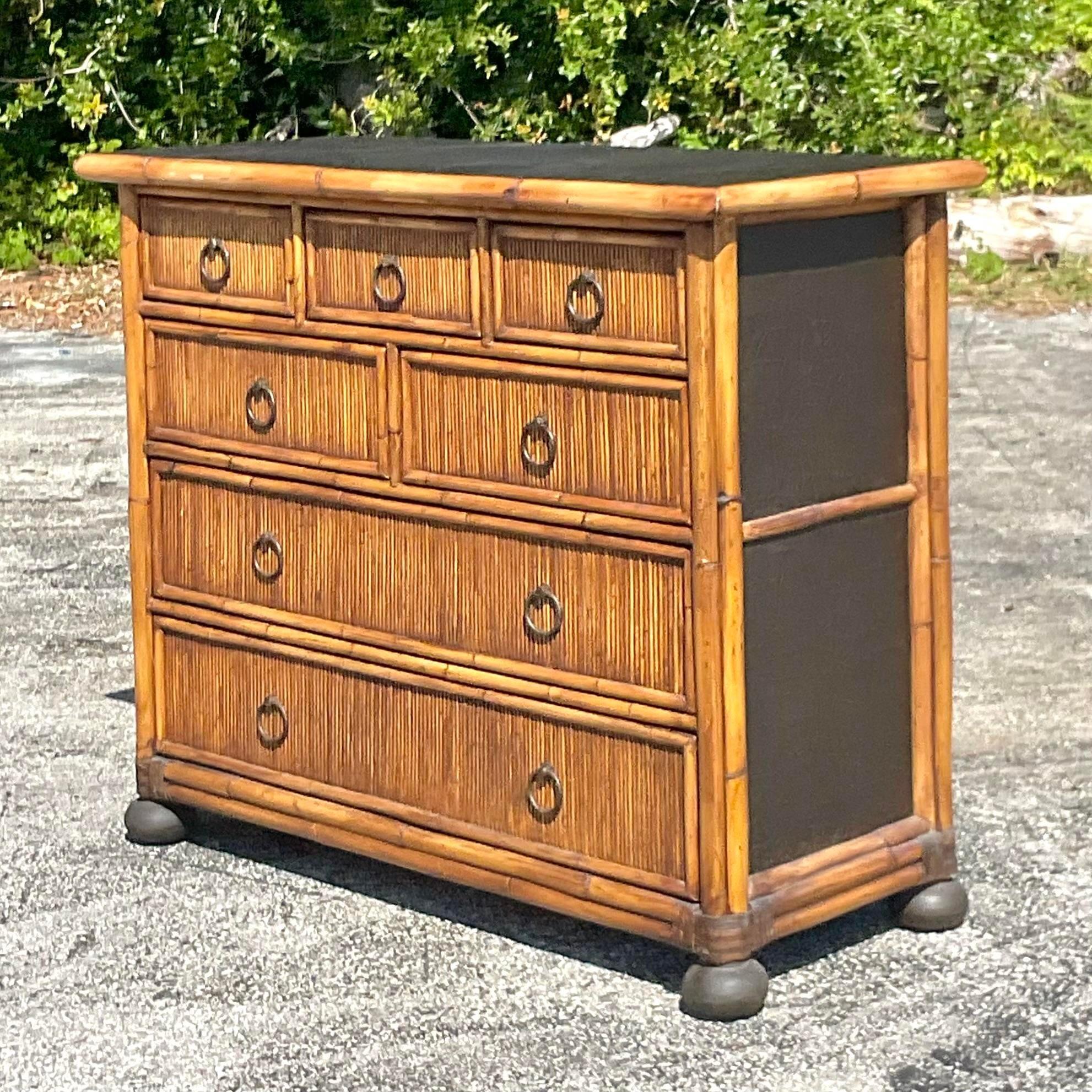 Late 20th Century Vintage Coastal Baker Milling Road Bamboo Chest of Drawers 1
