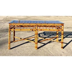 Late 20th Century Vintage Coastal Bamboo Console Table