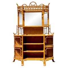 Late 20th Century Vintage Coastal Bent Rattan Dry Bar After Maitland Smith