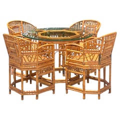 Late 20th Century Vintage Coastal Brighton Pavilion Rattan Dining - Set of 5