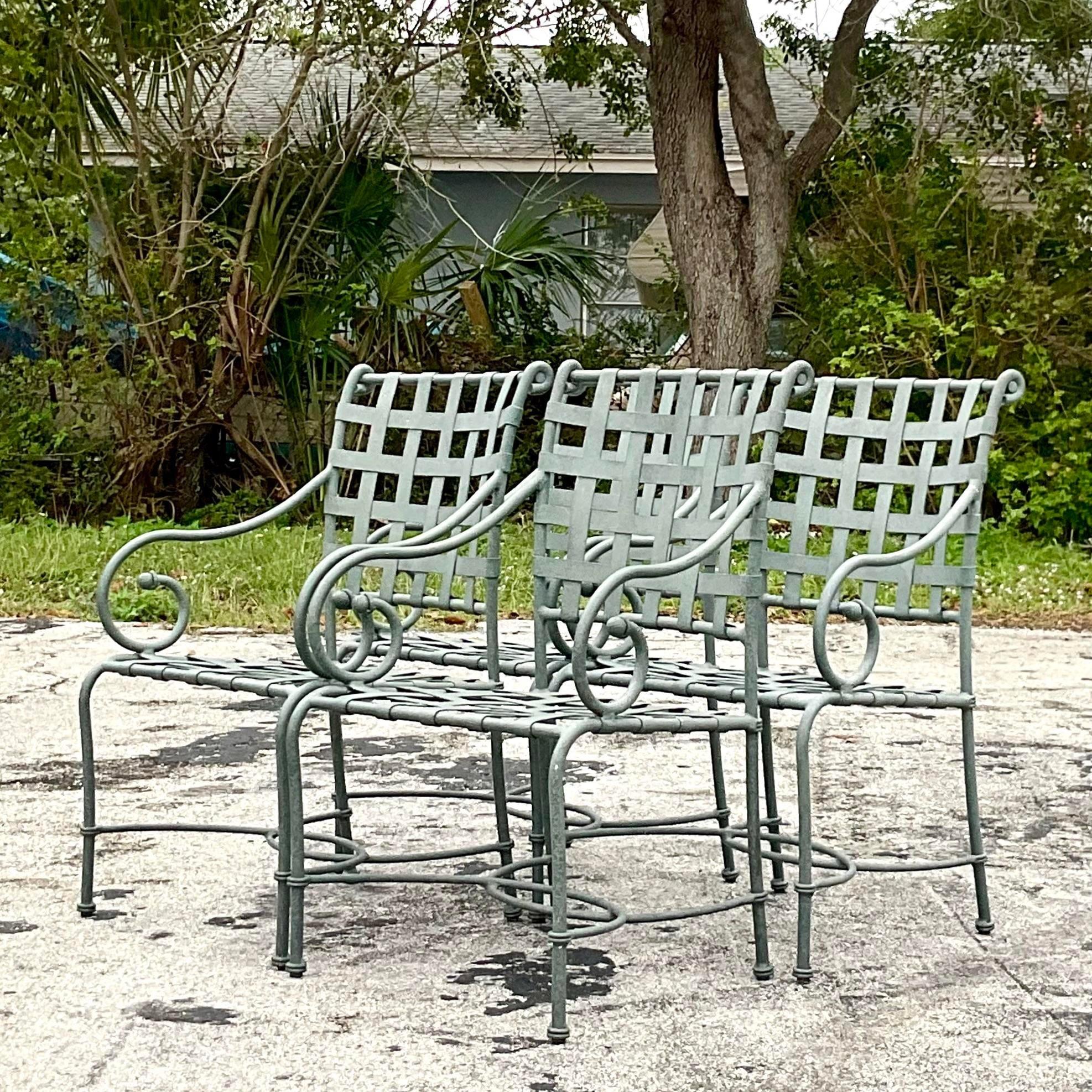 Chaises de salle à manger Florentine en Brown de la fin du 20e siècle - ensemble de quatre Bon état - En vente à west palm beach, FL