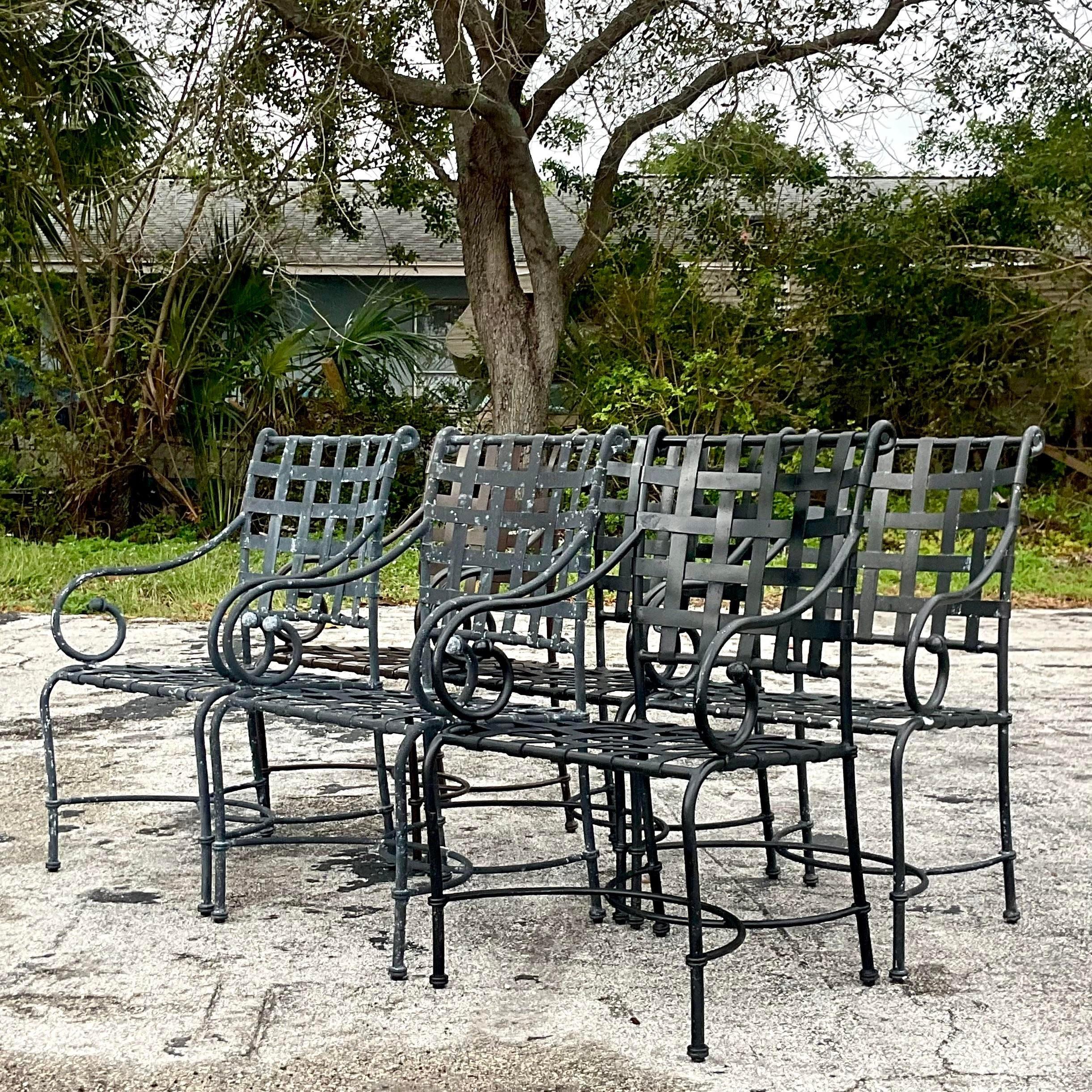 Late 20th Century Vintage Brown Jordan “Florentine”: Dining Chairs - Set of Six In Good Condition For Sale In west palm beach, FL