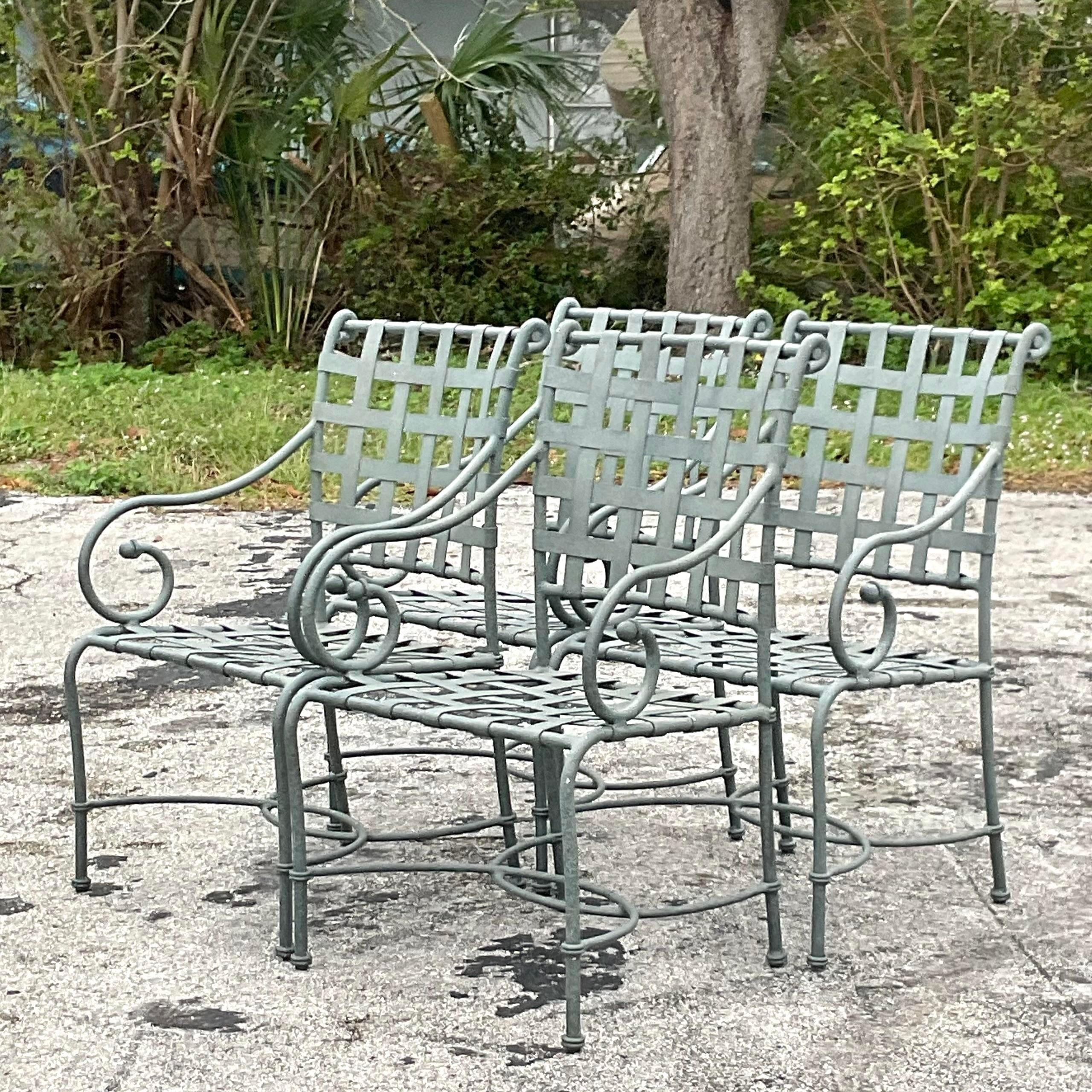 Late 20th Century Vintage Brown Jordan “Florentine” Dining Chairs - Set of Four In Good Condition For Sale In west palm beach, FL