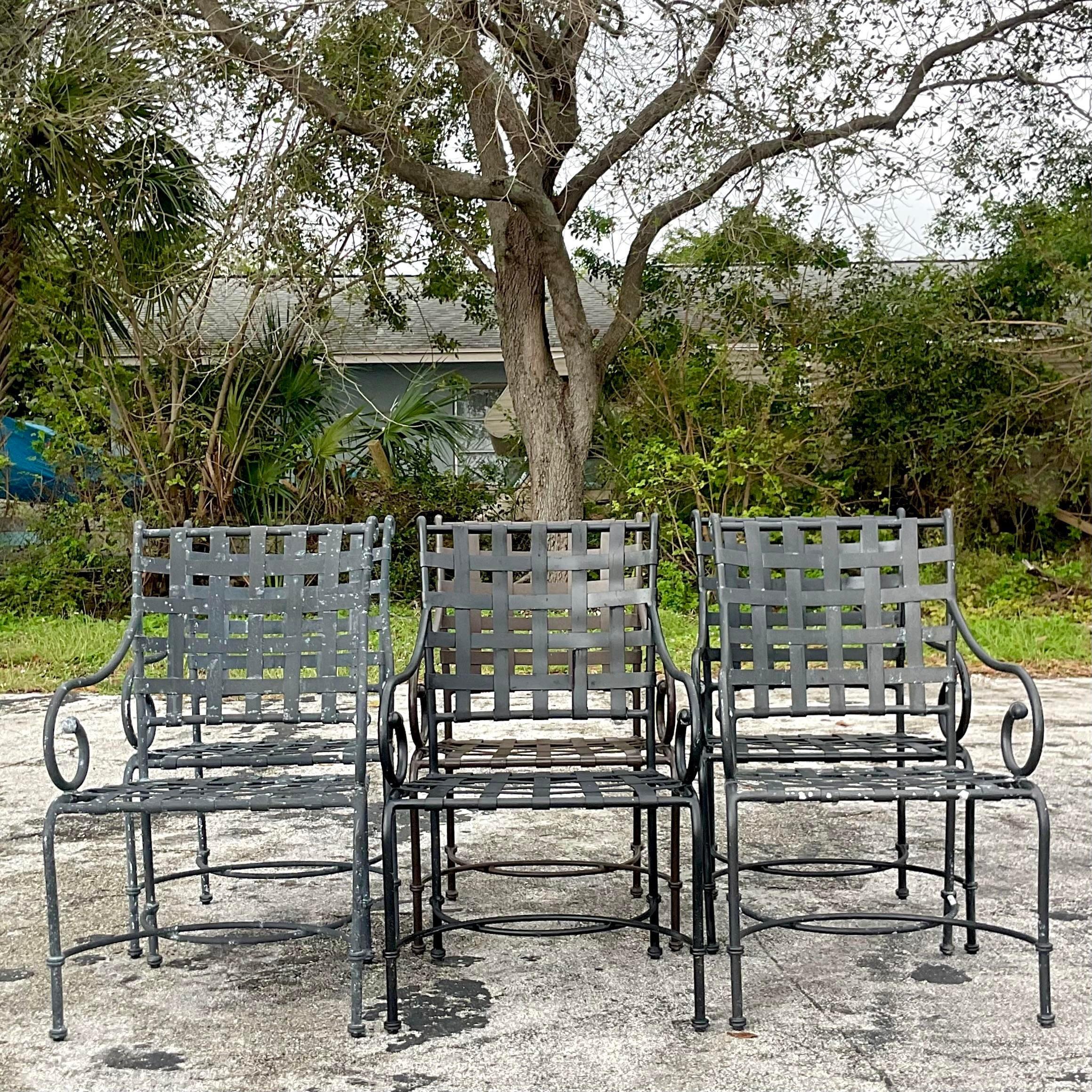 Aluminum Late 20th Century Vintage Brown Jordan “Florentine”: Dining Chairs - Set of Six For Sale